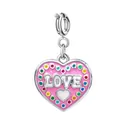 Heart-shaped pink enamel LOVE charm pendant for DIY jewelry making accessories - Silver Clasp Colorful Dots LOVE Heart Style (love2) / 15x15mm