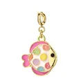 Ciondolo a forma di pesce glitterato colorato con chiusura a molla dorata per fai da te - Pesce Rosa (Chiusura in Oro)