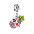 Rosa Glitzer-Ananas-Anhänger mit Herz-Sonnenbrille für DIY-Armbänder und Halsketten - Ananas mit Kupfer Versilbertem Verschluss