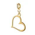 Elegant vintage gold-plated stainless steel hollow heart pendant for charm bracelets - Simple Hollow Heart Style / With Gold Spring Clasp