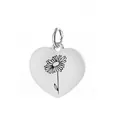 Pendentif en forme de cœur en acier inoxydable avec gravure de marguerite pour collier - Motif Marguerite d'Avril / 1 Pièce (Pendentif Seul) / Argent