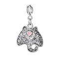 Ciondolo a forma di razza glitterata argento con cuore rosa per bracciali DIY - Razza (Chiusura in Argento)