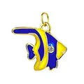 Pendentif poisson-ange tropical vibrant avec émail bleu jaune et zircon brillant - Poisson Tropical (Anneau Doré)