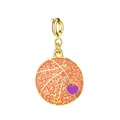 Elegant golden basketball pendant with glitter finish and purple heart for DIY bracelets - Basketball / Gold Clasps / Gold