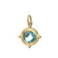 Elegant 18K gold plated titanium steel pendant featuring a faceted blue natural stone. - Geometric Round Steel Ring / Blue (With Rhinestones)