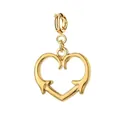 Elegant gold-plated stainless steel heart pendant with spring clasp for DIY jewelry - Anchor Hook Heart Style / With Gold Spring Clasp