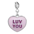 Pink heart enamel pendant with purple LUV YOU letters for DIY jewelry making kits - Silver Clasp Pink Enamel LUV YOU Heart Style (loveyou) / 15x15mm