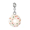 Süßer weißer Emaille-Donut-Anhänger mit bunten Punkten für DIY-Schmuckherstellung - Donut mit Silberverschluss