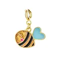 Ciondolo ape carino con glitter dorati e ala a cuore blu per gioielli fai-da-te. - Stile Ape (Chiusura in Oro)