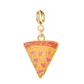 Kreativer Pizza-Emaille-Anhänger mit rosa Glitzerherzen für die DIY-Schmuckherstellung - Pizza mit Goldverschluss