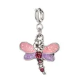 Cute dragonfly alloy pendant with pink and purple glitter wings and shiny rhinestones - Dragonfly (Pendant)