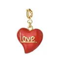 Elegant red enamel heart-shaped pendant with gold Love script for DIY jewelry bracelets - Love Letter Red Heart Style / With Gold Spring Clasp