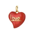 Red enamel heart pendant with golden "Love" engraving for bracelets and necklaces - Red Heart Love Lettering (Gold Ring)