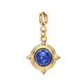 Elegant vintage 18K gold plated titanium steel pendant with round blue natural stone - Geometric Round Spring Clasp / Blue