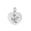 Pendentif cœur en acier inoxydable argenté avec gravure de houx de décembre - Motif Houx de Décembre / 1 Pièce (Avec Fermoir à Ressort) / Argent
