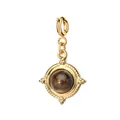 Vintage 18K gold-plated stainless steel pendant with a round brown natural Tiger Eye stone. - Geometric Round Spring Clasp / Tiger Eye Stone Color
