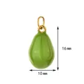 Dettaglio ravvicinato del ciondolo in smalto verde, altezza 16mm e larghezza 10mm - Forma a Pera (Anello Semplice)