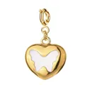 Elegant gold-plated stainless steel heart pendant with a white enamel butterfly charm - Heart with Butterfly (8-1)