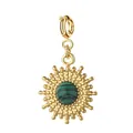 Eleganter Sonnenanhänger aus goldenem Edelstahl mit grünem Malachit-Naturstein für Halsketten - Spring Clasp Style / Grün (Malachit)