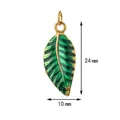 Vista dettagliata ciondolo foglia smalto verde con dimensioni 24mm e 10mm per gioielli fai da te - Forma a foglia (modello fedina semplice)