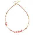Handcrafted natural pink stone beaded necklace with elegant pearls and steel clasp - Pink Natural Stone Pearl (DSC_5661)