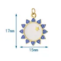 Detailed close-up view of a stainless steel tarot sun pendant showing 17mm by 15mm dimensions - Blue Star Sun Style / 1 Piece