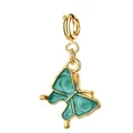 Elegante ciondolo a farfalla in acciaio inossidabile dorato con smalto verde - Stile Farfalla (1-1) / Con fibbia ad anello / Verde