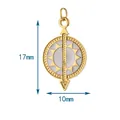 Detailed macro view of gold Tarot sun pendant showing 17mm and 10mm size dimensions. - White Starburst Compass Style / 1 Piece