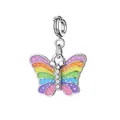 Colorful rainbow butterfly alloy charm pendant with rhinestones for DIY bracelets. - Multicolor Butterfly (Pendant)