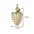 Vista dettagliata del ciondolo a fragola in smalto crema, dimensioni 17x11 mm - Forma a Fragola Bianca Tipo 2 (Anello Semplice)