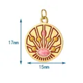 Detailed view of stainless steel sun tarot pendant with 17mm and 15mm dimensions - Red Radiant Eye Sun Style / 1 Piece