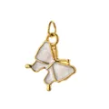 Ciondolo a farfalla in acciaio inossidabile placcato oro 18K con smalto bianco DIY - Stile Farfalla (2) / Con anelli di connessione / Bianco