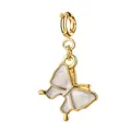 Ciondolo a farfalla in acciaio inossidabile con smalto bianco e placcatura oro 18K DIY - Stile Farfalla (2-1) / Con fibbia ad anello / Bianco