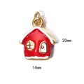 Close-up of a red house charm with dimensions 20mm by 14mm for DIY jewelry - House / Plain Ring