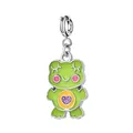Cute green enamel frog alloy charm with purple heart detail for DIY bracelets jewelry - Frog (Pendant)