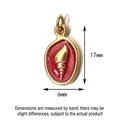 Macro detail of red enamel conch shell pendant with 17mm x 6mm size markings - Red Conch / Plain Ring