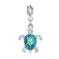 Pendentif tortue de mer argenté avec finition émail bleu et vert scintillant pour DIY - Tortue (Fermoir Argenté)