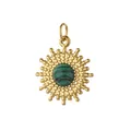 Vintage Sonnenanhänger aus Edelstahl in Gold mit eingelegtem grünem Malachit-Stein - Mit Aufhängering / Grün (Malachit)