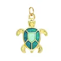 Pendentif tortue de mer dorée avec carapace en émail bleu et vert pour bijoux DIY - Tortue (Anneau Doré)