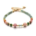Exquisite handmade colorful natural stone bead bracelet with a gold adjustable chain clasp - Multicolor Ore Mix Style (DSC_5620)