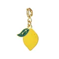 Vibrant yellow enamel lemon charm with gold-plated spring clasp for DIY jewelry making - Spring Clasp Style / Yellow Lemon
