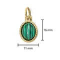 Dimensions du pendentif ovale vintage doré avec pierre verte - Style à Boucle Unique Rétro / Vert Malachite