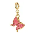 Pink enamel butterfly charm in 18K gold-plated stainless steel for DIY jewelry - Butterfly Style (4-1)