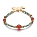 Bohemian multi-color natural stone bracelet with red agate and tiger eye beads in gold - Red Agate and Tiger Eye Style (DSC_5621)