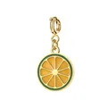 Fruit-themed gold-plated stainless steel orange slice charm for DIY jewelry making - Spring Clasp Style / Lemon Slice