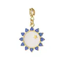 Gold stainless steel sun charm pendant with blue enamel and star for DIY jewelry - Sun Style 1 (Gold Clasp)