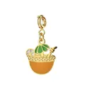 Stainless steel tropical drink charm pendant with green umbrella for DIY jewelry design - Spring Clasp Style / Fruit Juice