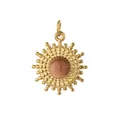 Goldener Edelstahl-Sonnenanhänger mit funkelndem Sonnenstein-Inlay für DIY-Schmuck - Mit Aufhängering / Orangebraun (Goldfluss)