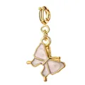 Gold-plated stainless steel butterfly charm with pale pink enamel for DIY jewelry - Butterfly Style (5-1)