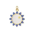 Handmade tarot style sun charm pendant in blue and white enamel with gold star detail - Sun Style 1 (Gold Ring)